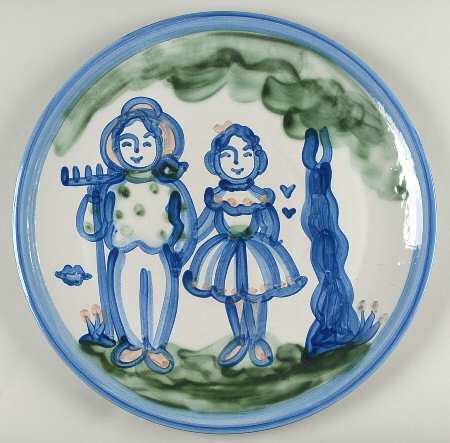 Country Scene Blue 15" Chop Plate (Round Platter)
