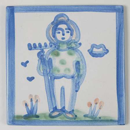 Country Scene Blue 6" Individual Ceramic Tile Insert