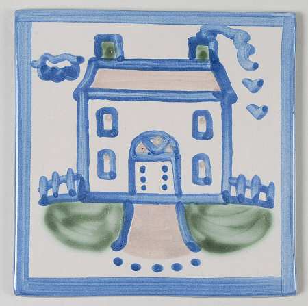 Country Scene Blue 6" Individual Ceramic Tile Insert