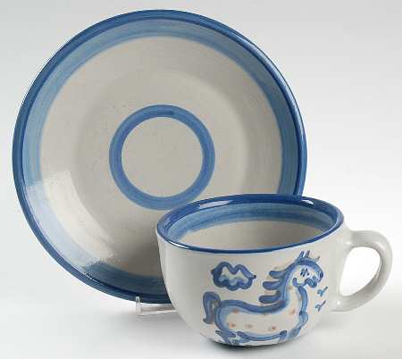 Country Scene Blue Oversized Cup & Saucer Set