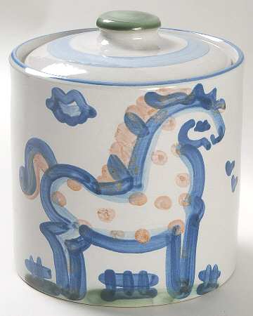 Country Scene Blue Small Canister & Lid