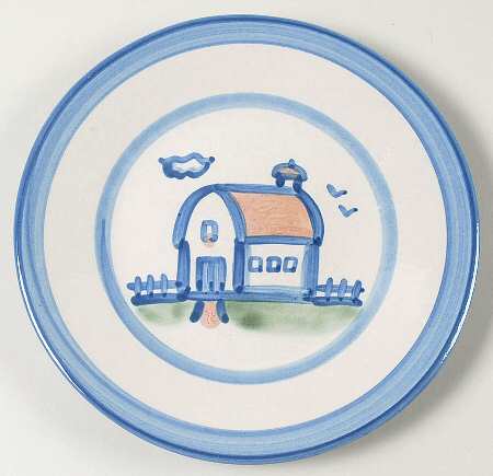 Country Scene Blue Salad Plate