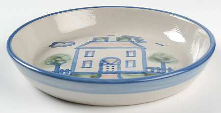Country Scene Blue Pie Serving Plate