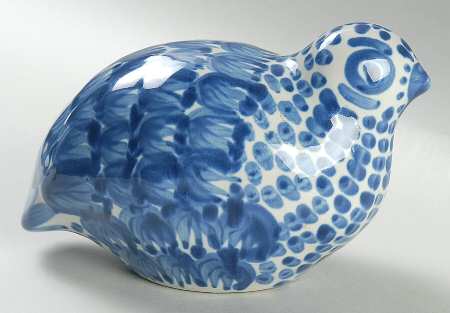 Country Scene Blue Quail Figurine