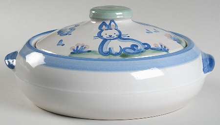 Country Scene Blue 1.5 Qt Round Covered Casserole