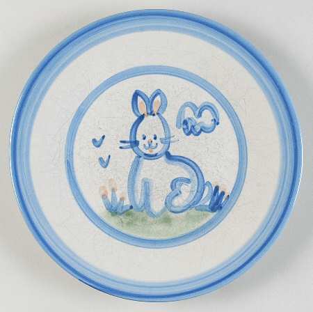 Country Scene Blue Salad Plate