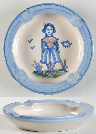 Country Scene Blue 7" Ashtray
