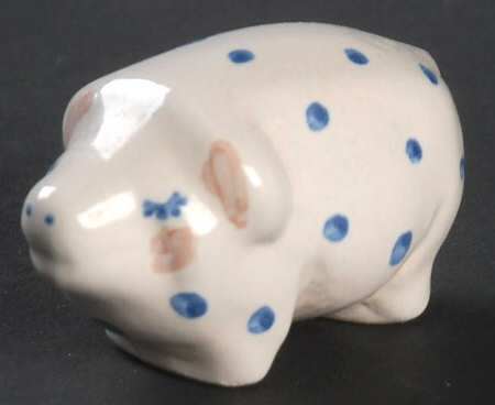Country Scene Blue Pig Figurine