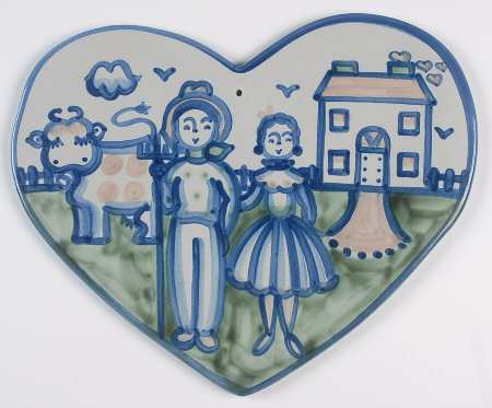 Country Scene Blue Wall Plaque