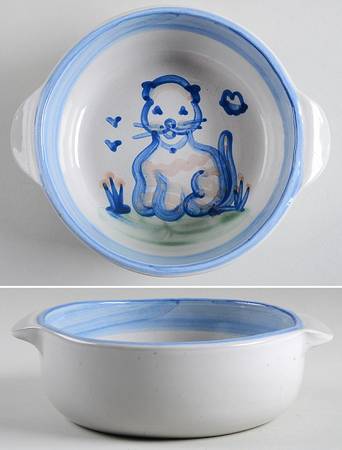 Country Scene Blue 8" Round Open Casserole