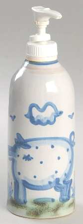 Country Scene Blue Lotion Dispenser No Pump
