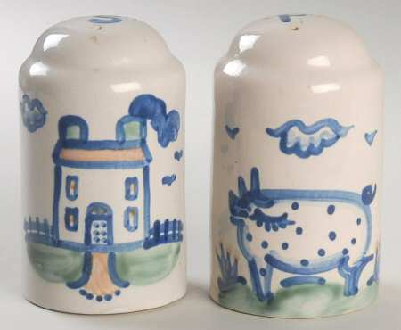 Country Scene Blue Oversized Salt & Pepper Set