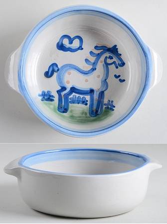 Country Scene Blue 8" Round Open Casserole
