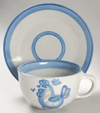 Country Scene Blue Oversized Cup & Saucer Set