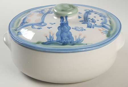 Country Scene Blue 1.5 Qt Round Covered Casserole