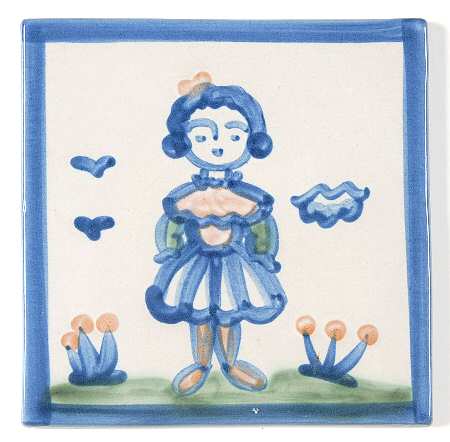 Country Scene Blue 6" Individual Ceramic Tile Insert