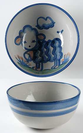 Country Scene Blue 8" Round Vegetable Bowl