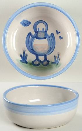 Country Scene Blue Fruit/Dessert (Sauce) Bowl