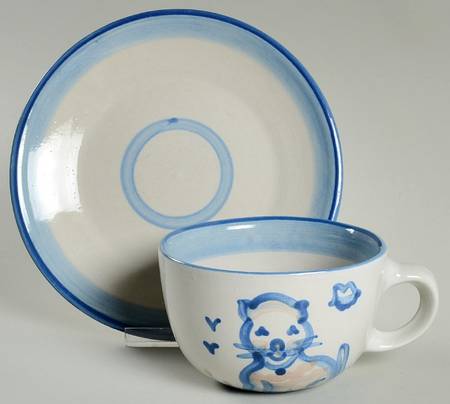 Country Scene Blue Oversized Cup & Saucer Set