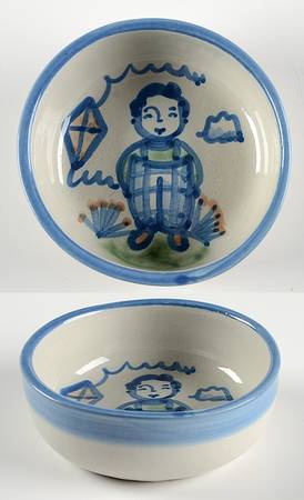 Country Scene Blue Fruit/Dessert (Sauce) Bowl