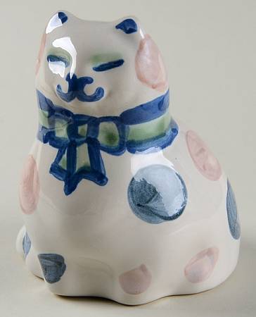 Country Scene Blue Cat Figurine