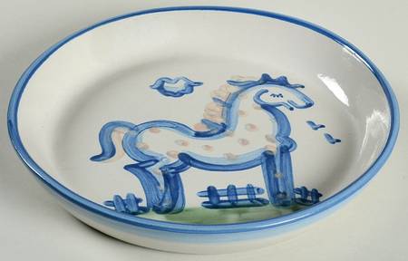 Country Scene Blue Pie Serving Plate