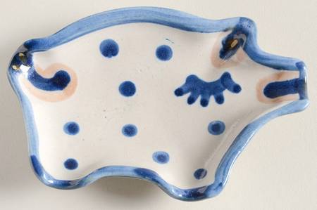 Country Scene Blue Figural Ashtray