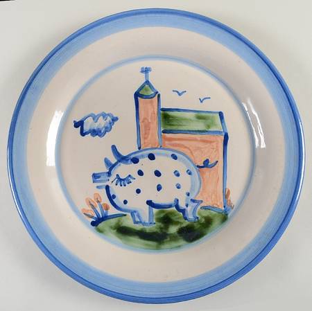 Country Scene Blue 13" Chop Plate (Round Platter)