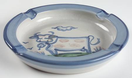 Country Scene Blue 9" Round Ashtray