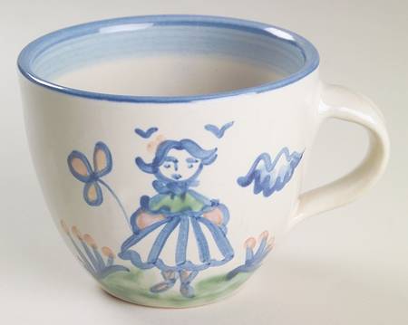 Country Scene Blue Flat Cup