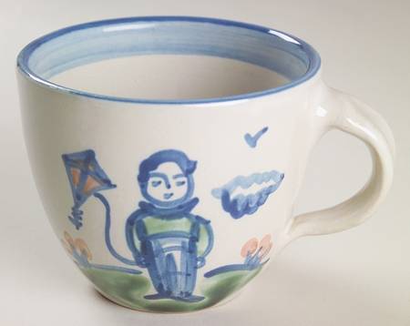 Country Scene Blue Flat Cup