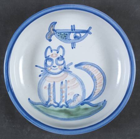 Country Scene Blue 8" Cat Plate