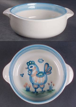 Country Scene Blue 8" Round Open Casserole