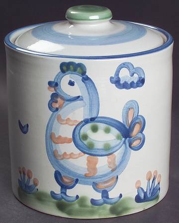 Country Scene Blue Small Canister & Lid