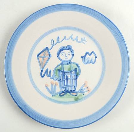 Country Scene Blue Salad Plate