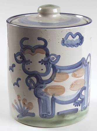Country Scene Blue Medium Canister & Lid