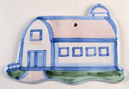 Country Scene Blue Wall Plaque