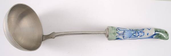 Country Scene Blue Soup Ladle with Stainless Bowl
