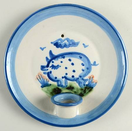 Country Scene Blue Candleholder Wall Sconce