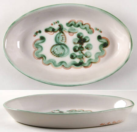 Pear and Grape Green 11" Oval Serving Platter