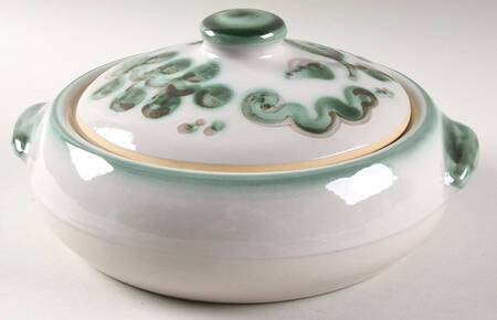 Pear and Grape Green 2 Qt Round Covered Casserole by M A Hadley