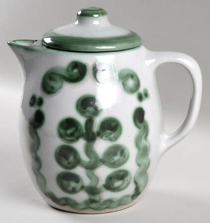 Pear and Grape Green Coffee Pot & Lid