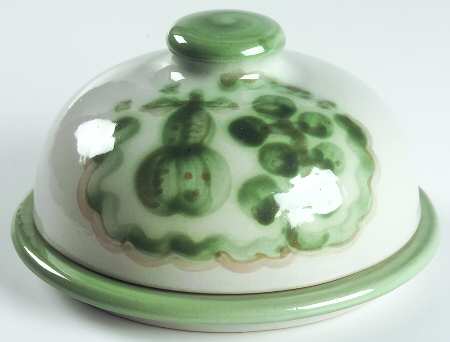 Pear and Grape Green Round Covered Butter