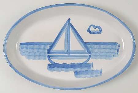 Sailboat 13" Oval Serving Platter