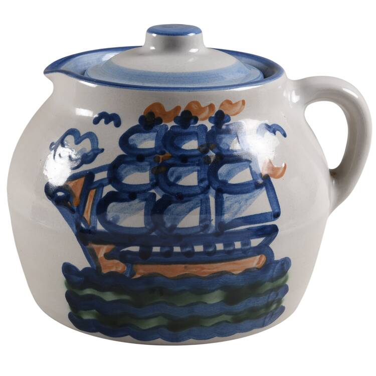 Ship & Whale Bean Pot & Lid