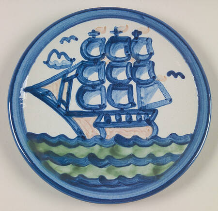 Ship & Whale Bread & Butter Plate by M A Hadley