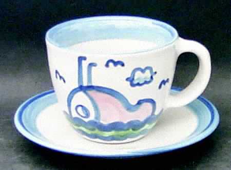 Ship & Whale Flat Cup & Saucer Set