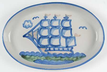 Ship & Whale 16" Oval Serving Platter