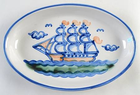Ship & Whale 13" Oval Serving Platter