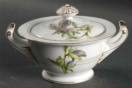 Alyce (Black Flower) Sugar Bowl & Lid